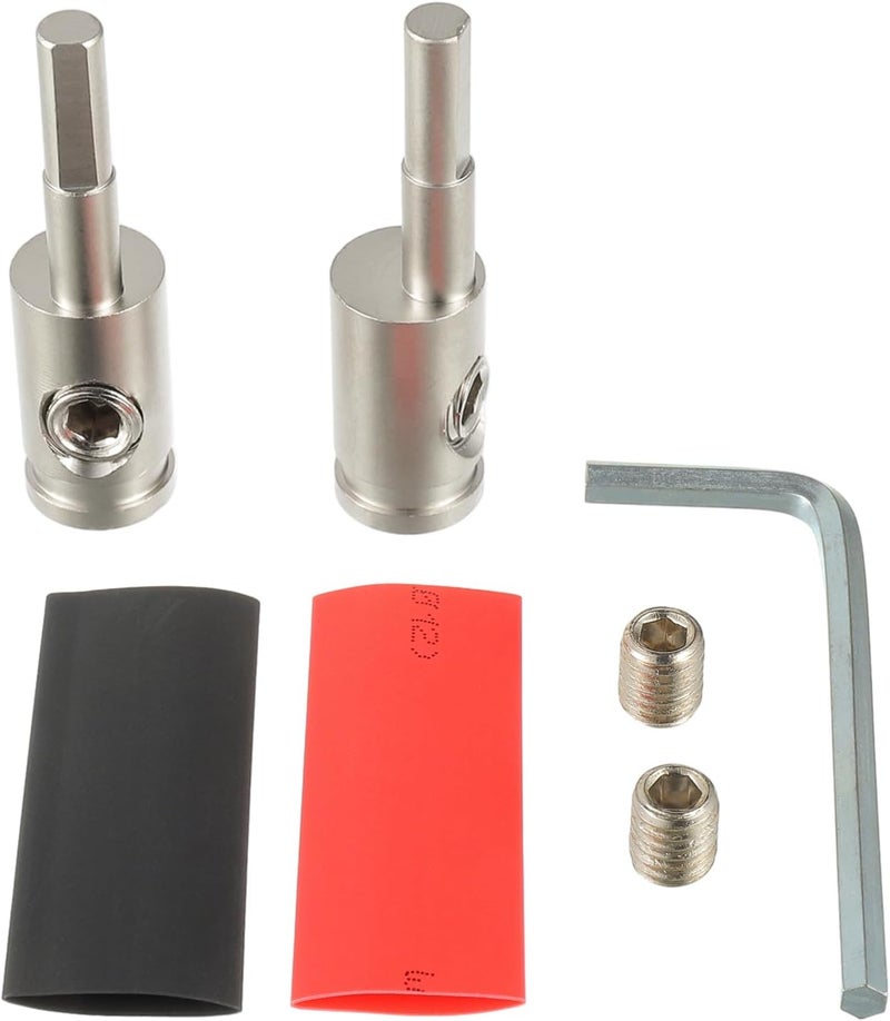 BOJACK Amp Input Reducer 8 Gauge to 8 Gauge Wire Car Stereo Power/Ground GA adapters with Hex Screw Clamp Includes Extra Screws, Heat Shrink Tubes and Hex Tool for Car Audio Systems (Pack of 2) - Image 1